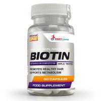 WestPharm Biotin - Биотин 60 капс по 10000 мкг. Биотин витамин B7 для ухода за волосами и кожей