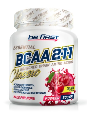 Be First BCAA  бцаа 2:1:1 CLASSIC powder 200 гр (апельсин-цитрус-экзотик-ананас-малина-яблоко-вишня)